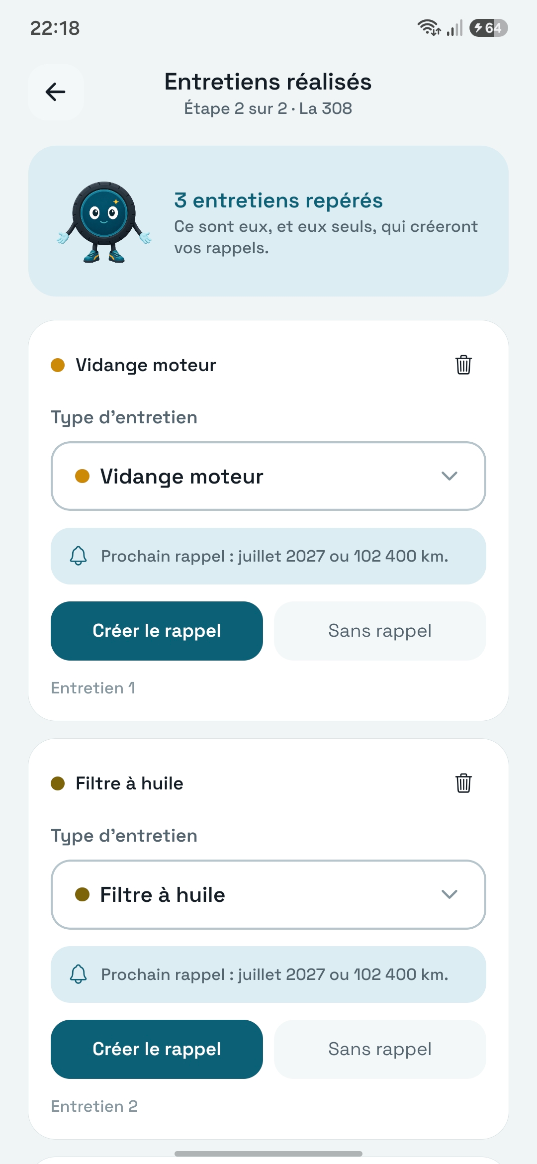 L'écran de validation des entretiens repérés